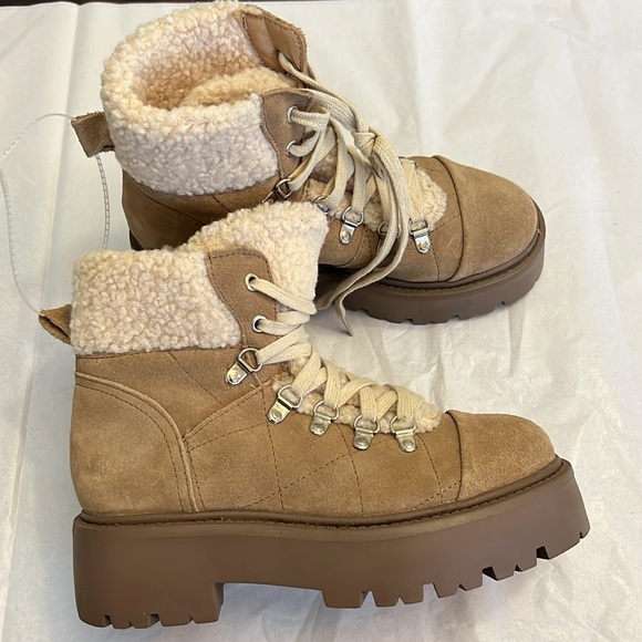 Steve Madden Reyen Suede Faux Shearling Cold Weather Lug Sole Platform Booties - Picture 9 of 13